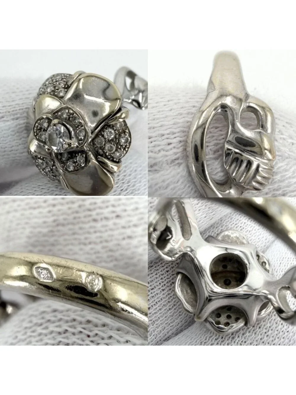 Chanel Ring Camellia Accessory Sally 18k WG White Gold Diamond Vintage